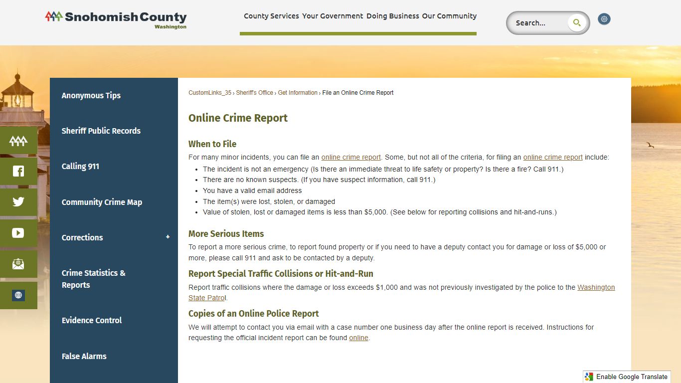 Online Crime Report | Snohomish County, WA - Official Website