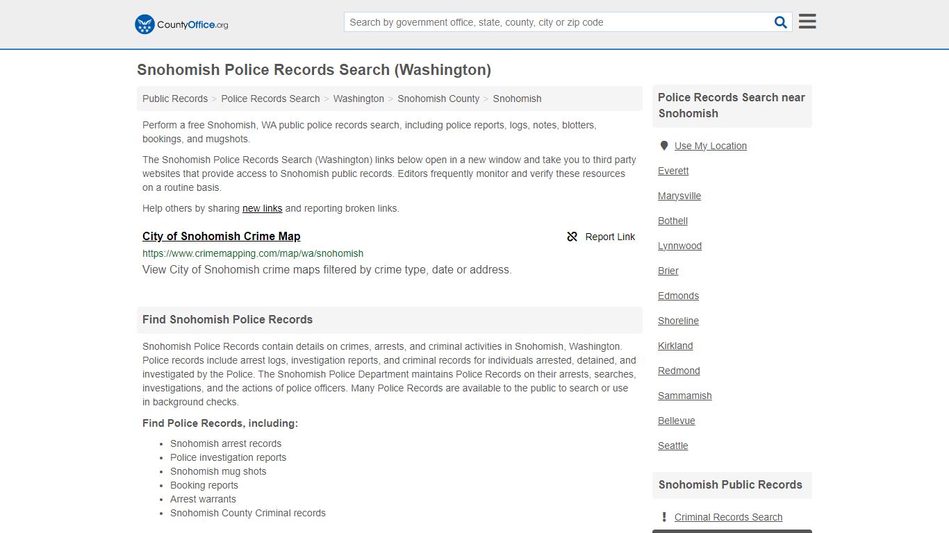 Police Records Search - Snohomish, WA (Accidents & Arrest Records)